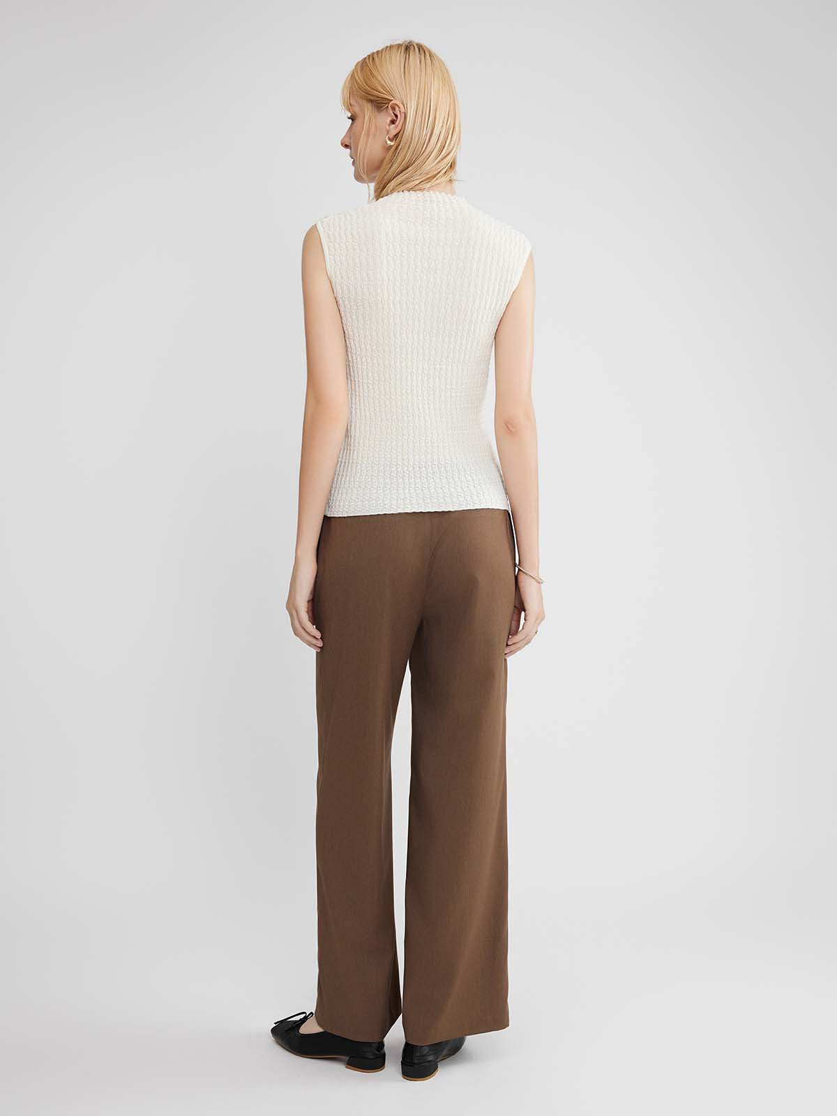 ASOBIO 100% Wool Textured Mockneck Top