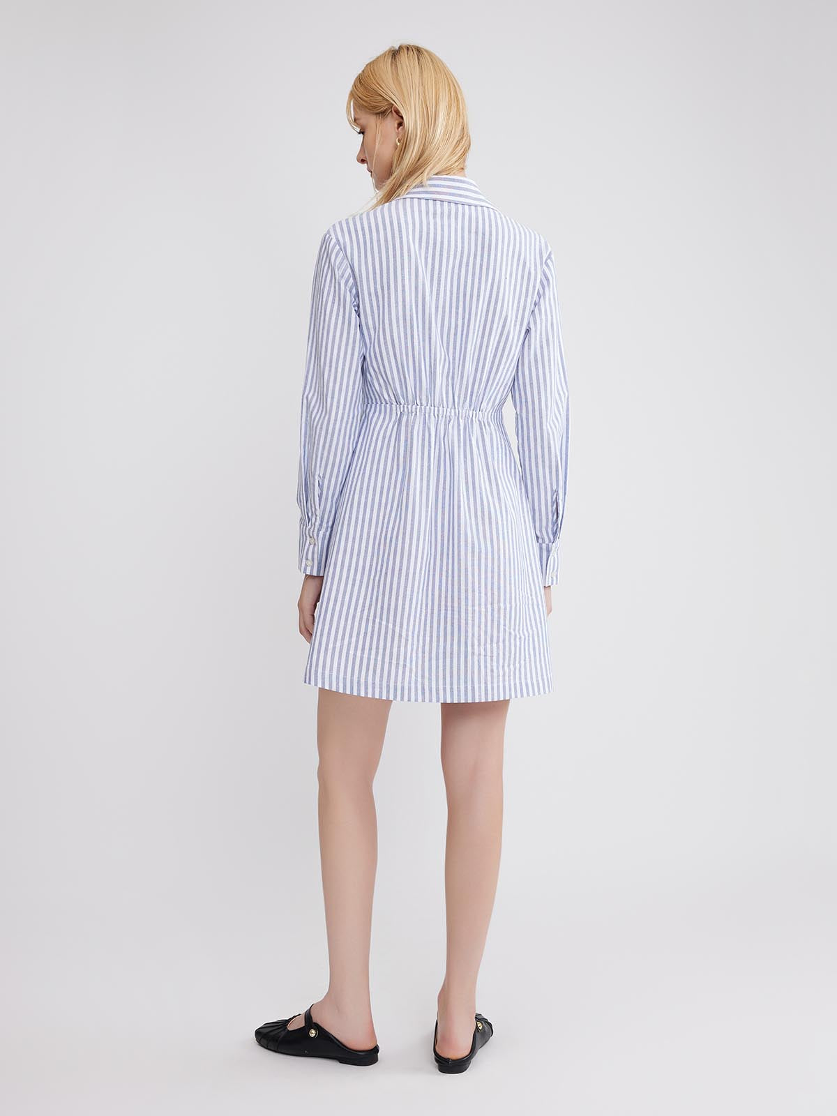 ASOBIO Striped Cotton Shirt Mini Dress