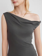 ASOBIO Sculpted Asymmetric Knit Top