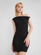 ASOBIO Twist Asymmetric Knit Dress