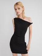 ASOBIO Twist Asymmetric Knit Dress