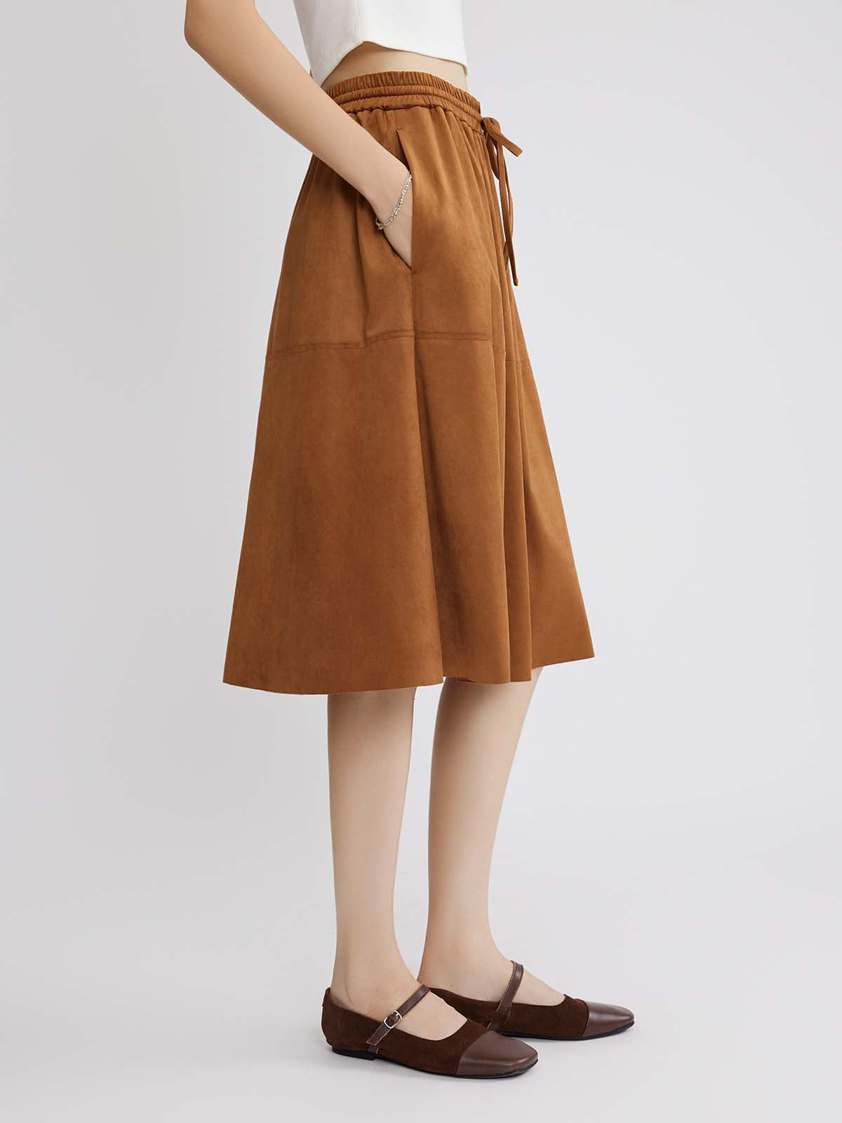 Asobio Suede Leather Skirt With Gathered Detail