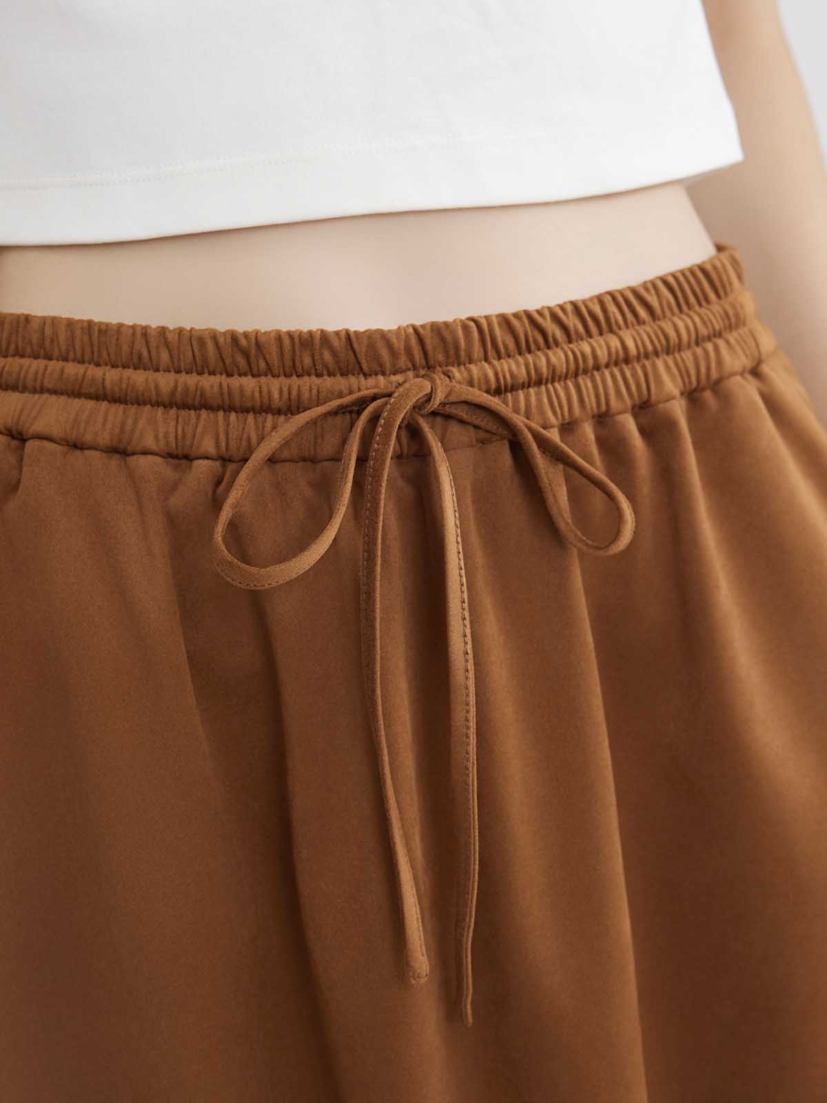 Asobio Suede Leather Skirt With Gathered Detail