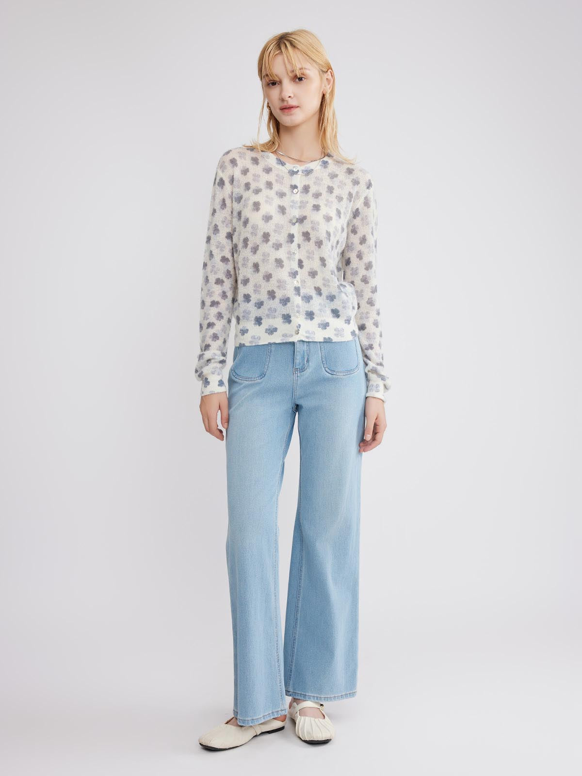 ASOBIO Wool Blend Knit Cardigan