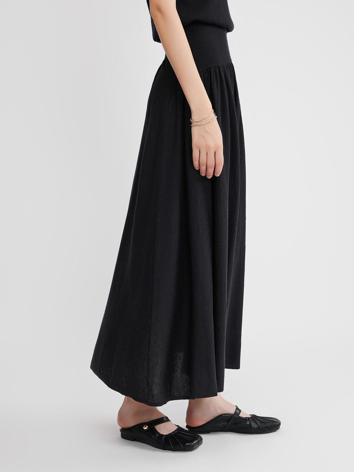 ASOBIO Wool Blend Asymmetric Knit Skirt