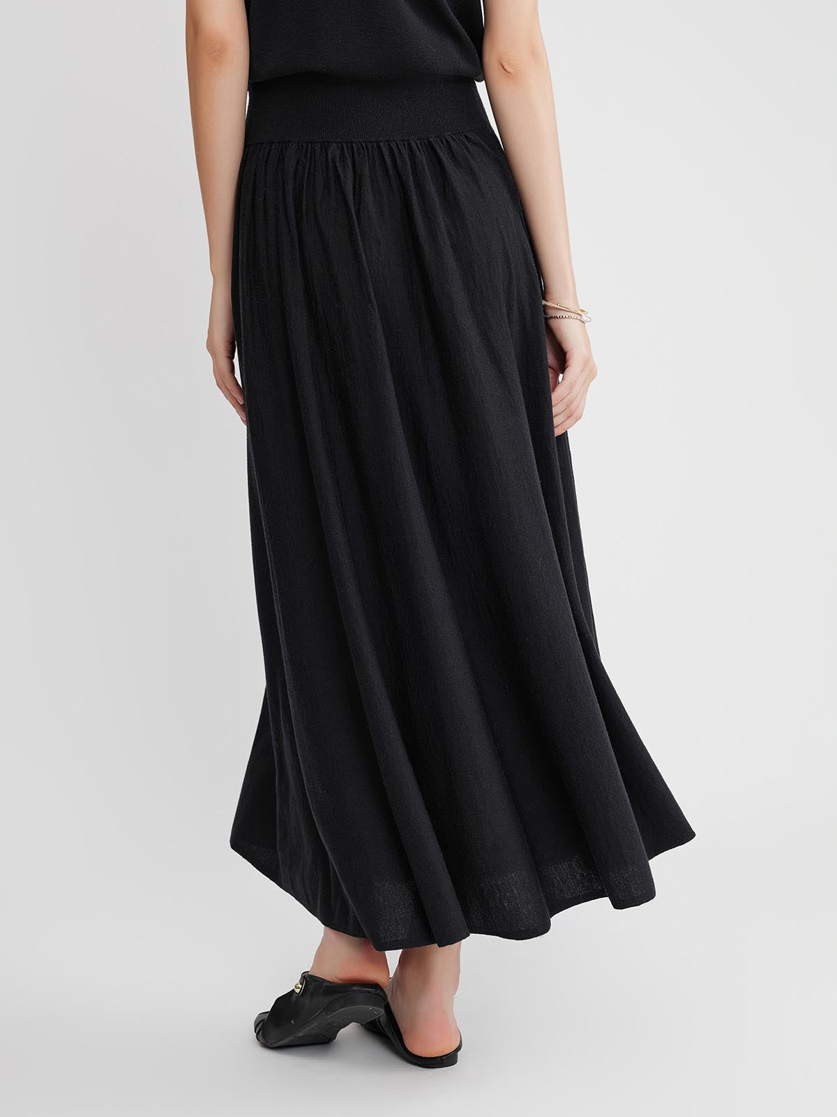 ASOBIO Wool Blend Asymmetric Knit Skirt