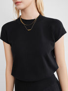 ASOBIO Wool Blend Pleated Shoulder Knit Top