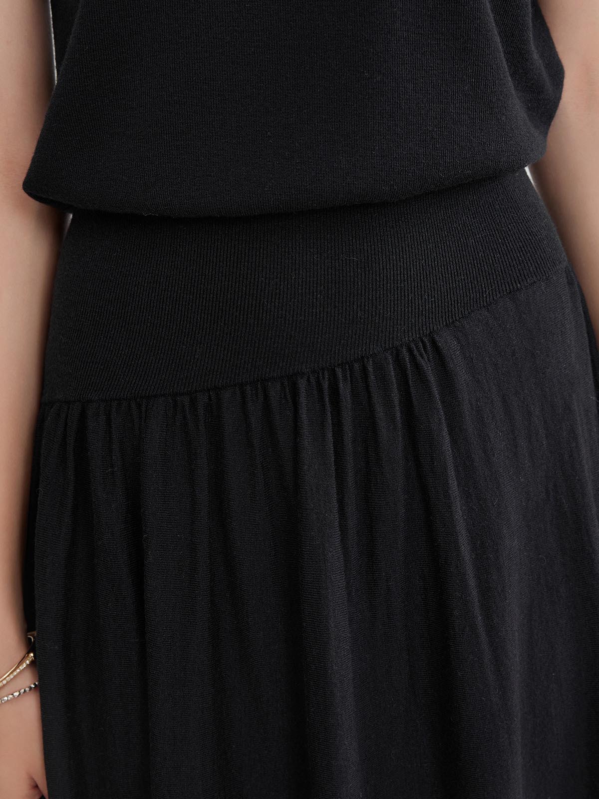 ASOBIO Wool Blend Asymmetric Knit Skirt