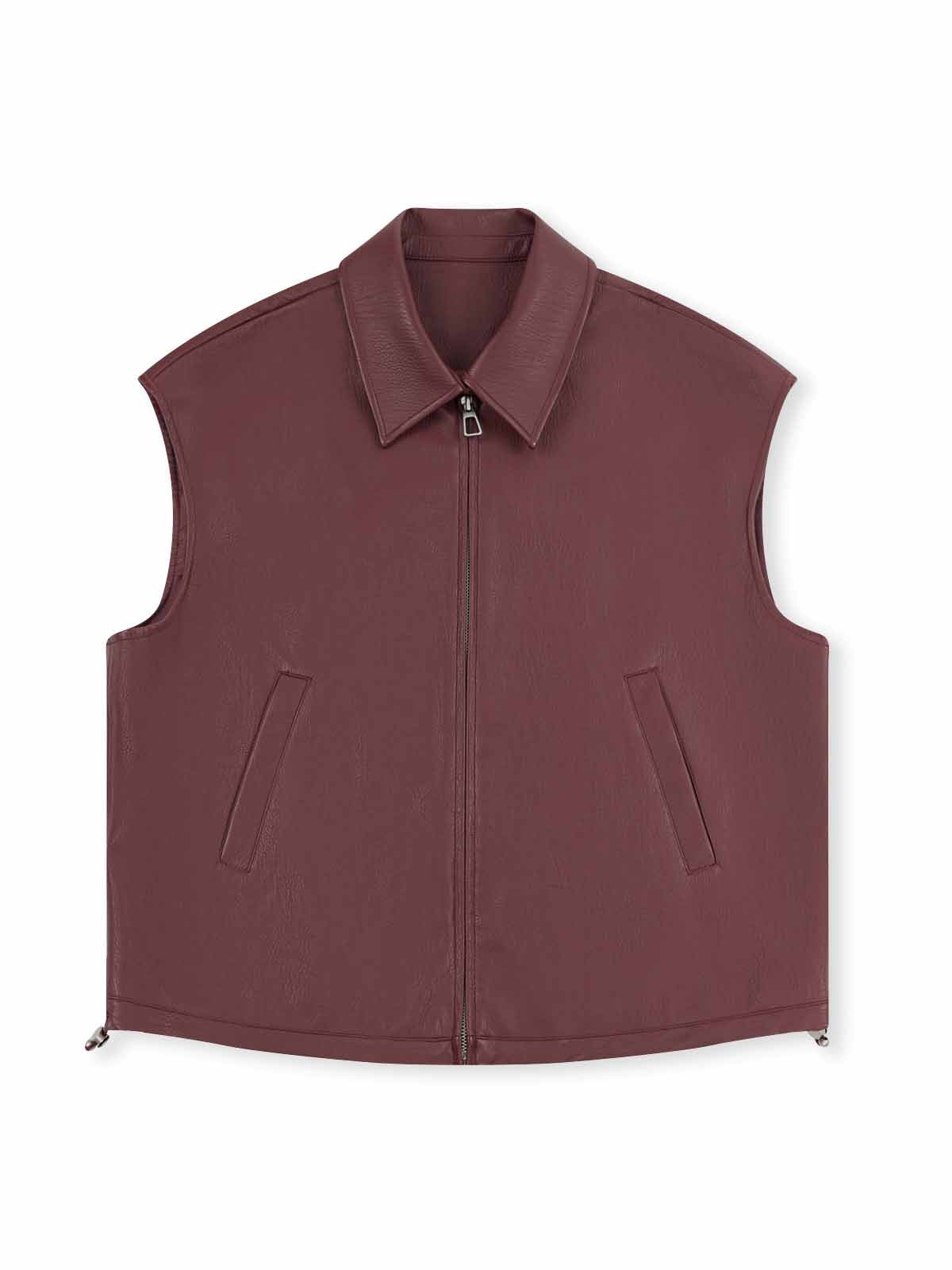 ASOBIO Faux Leather Collared Vest