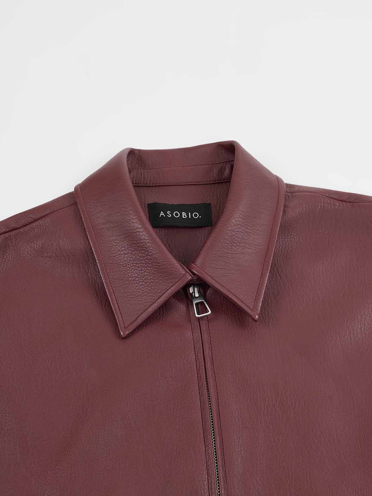 ASOBIO Faux Leather Collared Vest