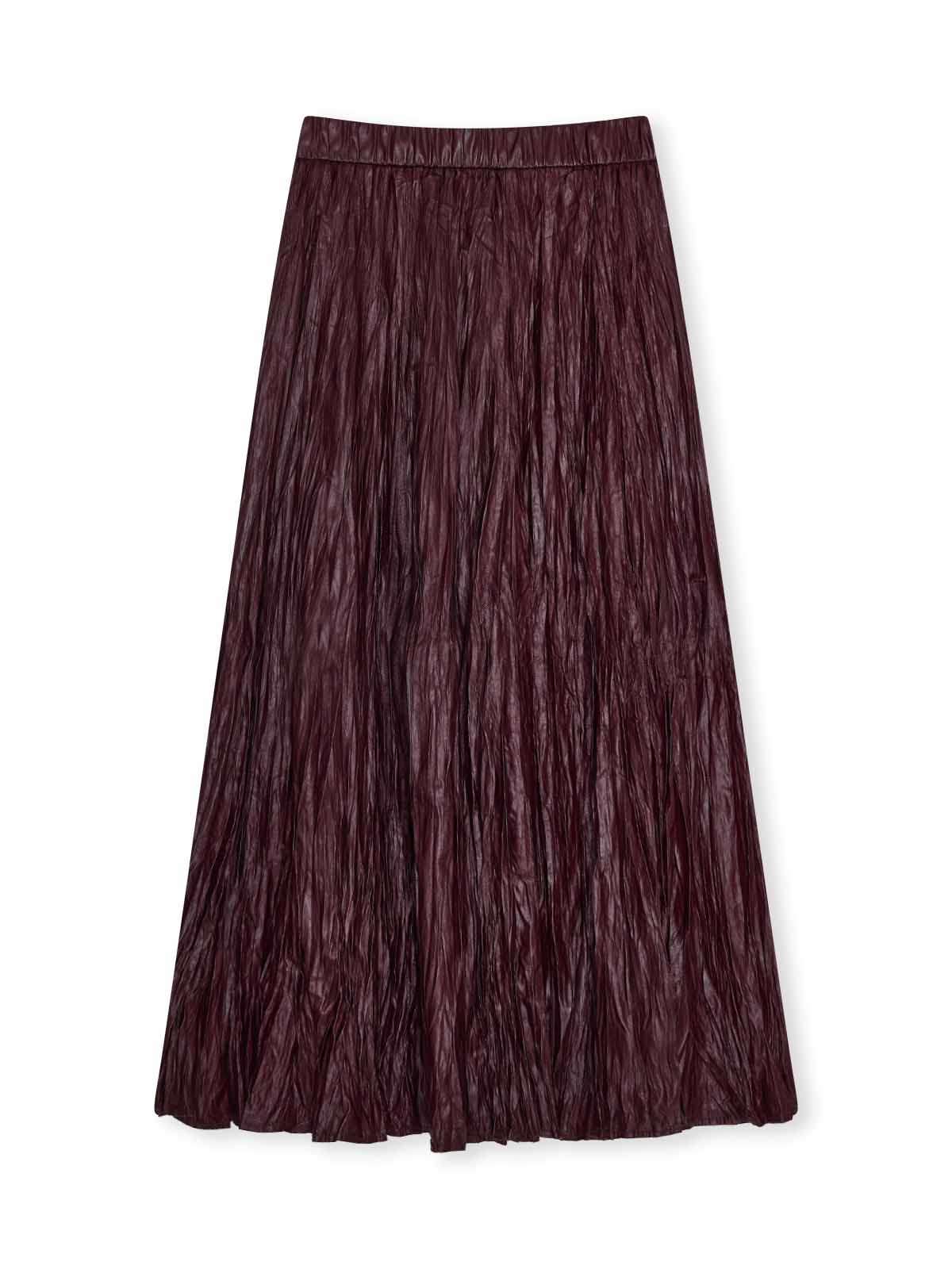 ASOBIO Pleated PU Maxi Skirt