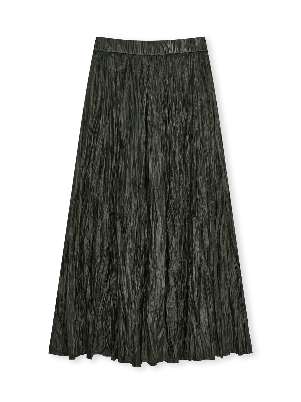 ASOBIO Pleated PU Maxi Skirt