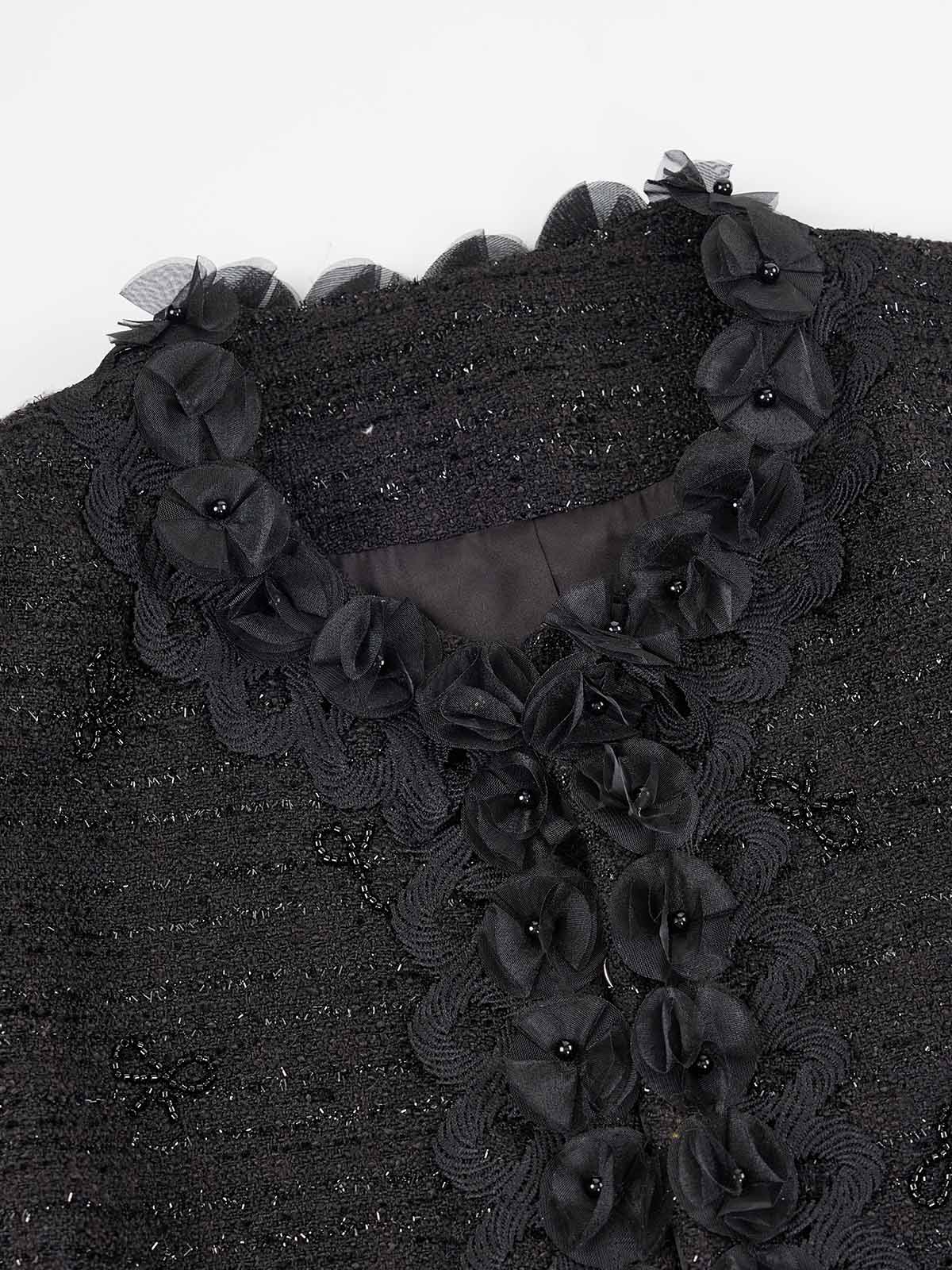 ASOBIO Floral-Embellished Tweed Jacket