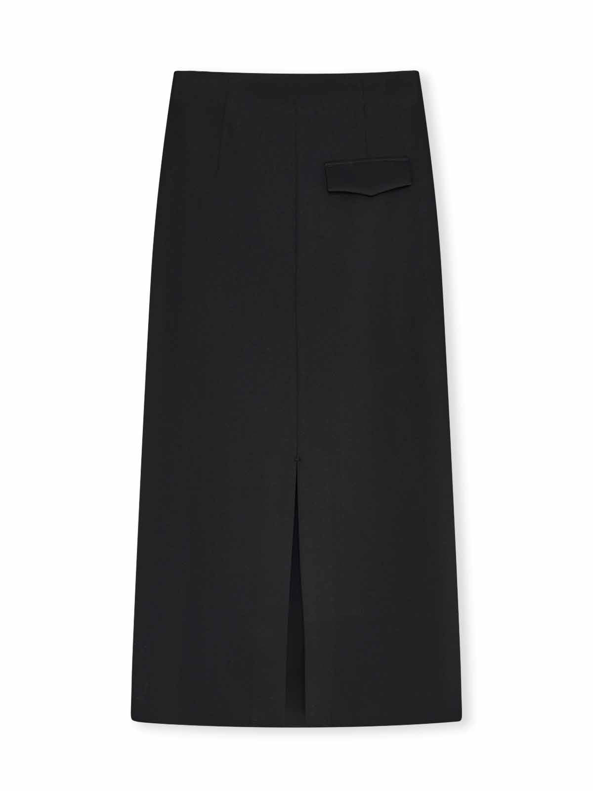 ASOBIO Wool-Blend Straight Maxi Skirt