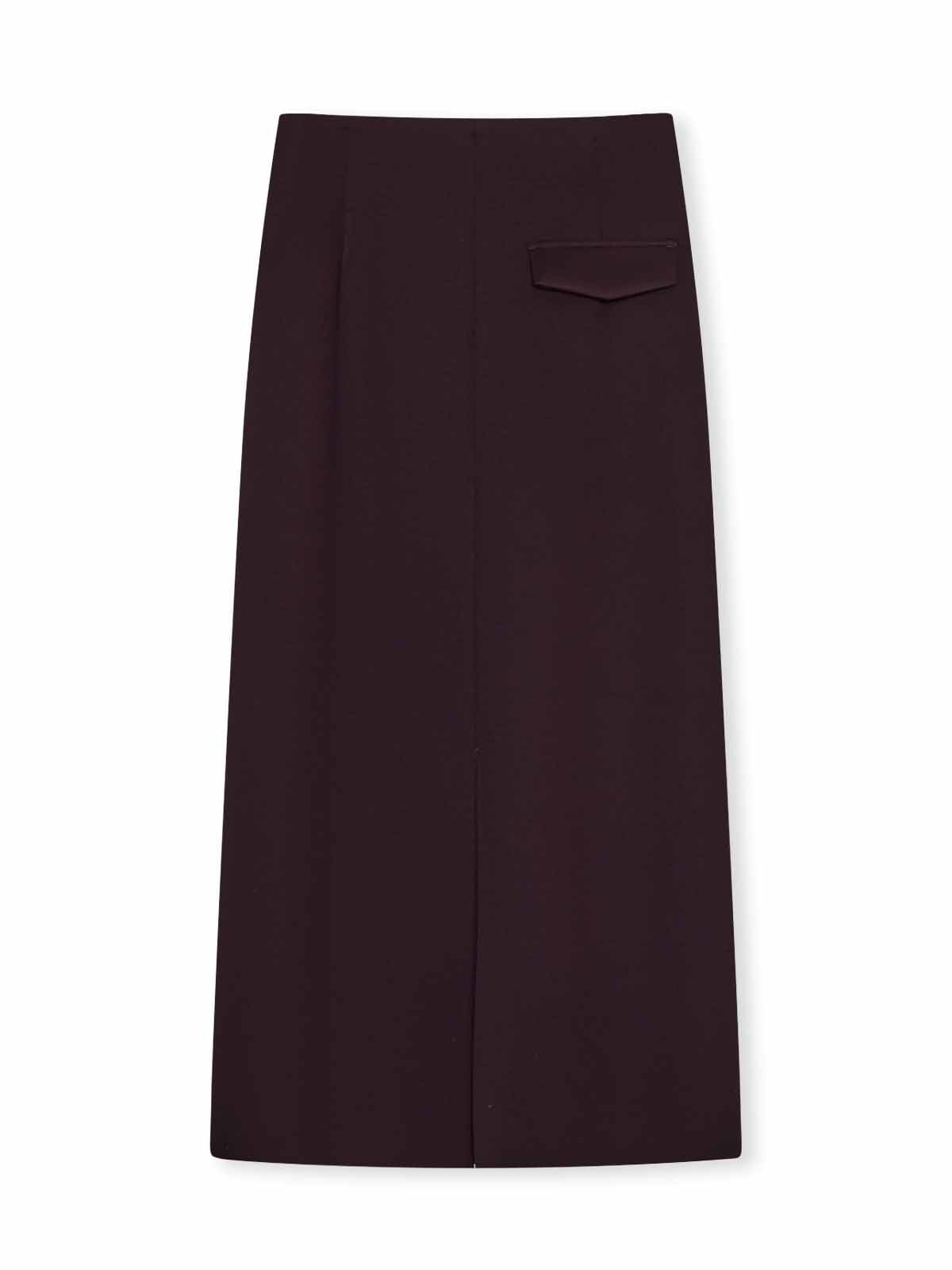 ASOBIO Wool-Blend Straight Maxi Skirt