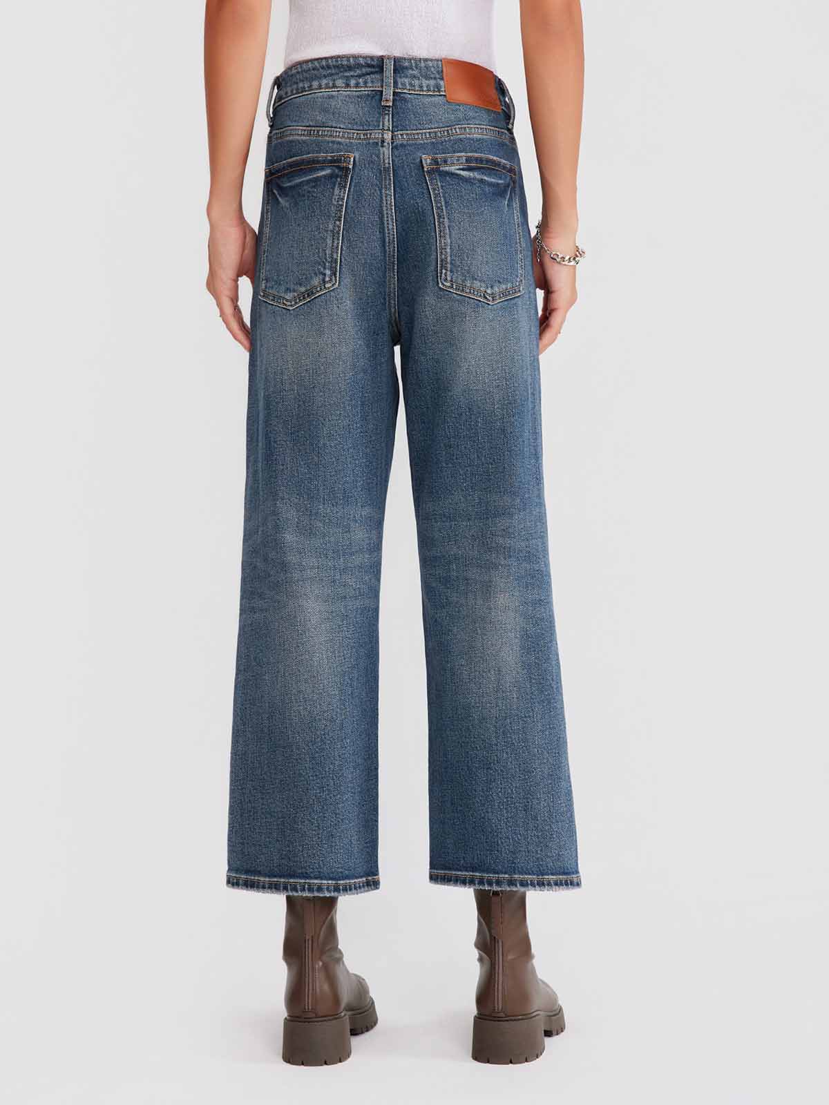 ASOBIO Cropped Faded Denim Jeans