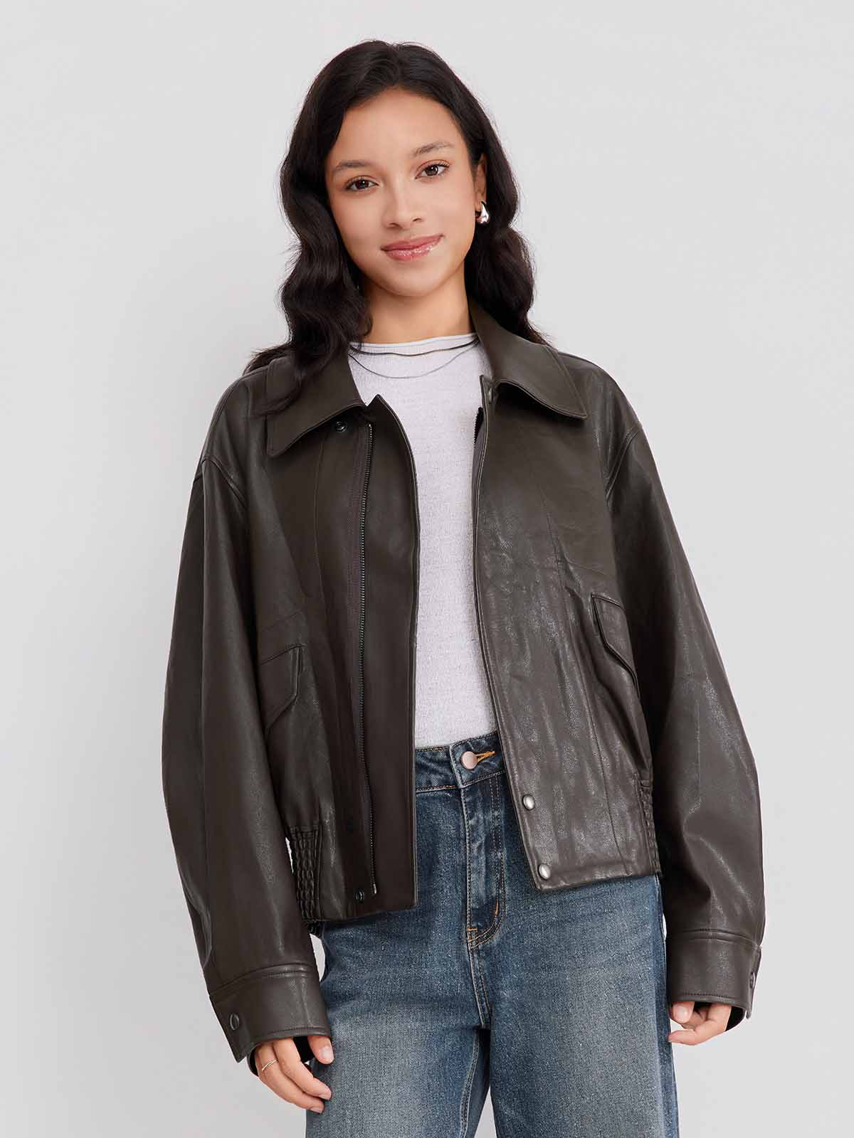 ASOBIO Flap-Pocket Leather Jacket