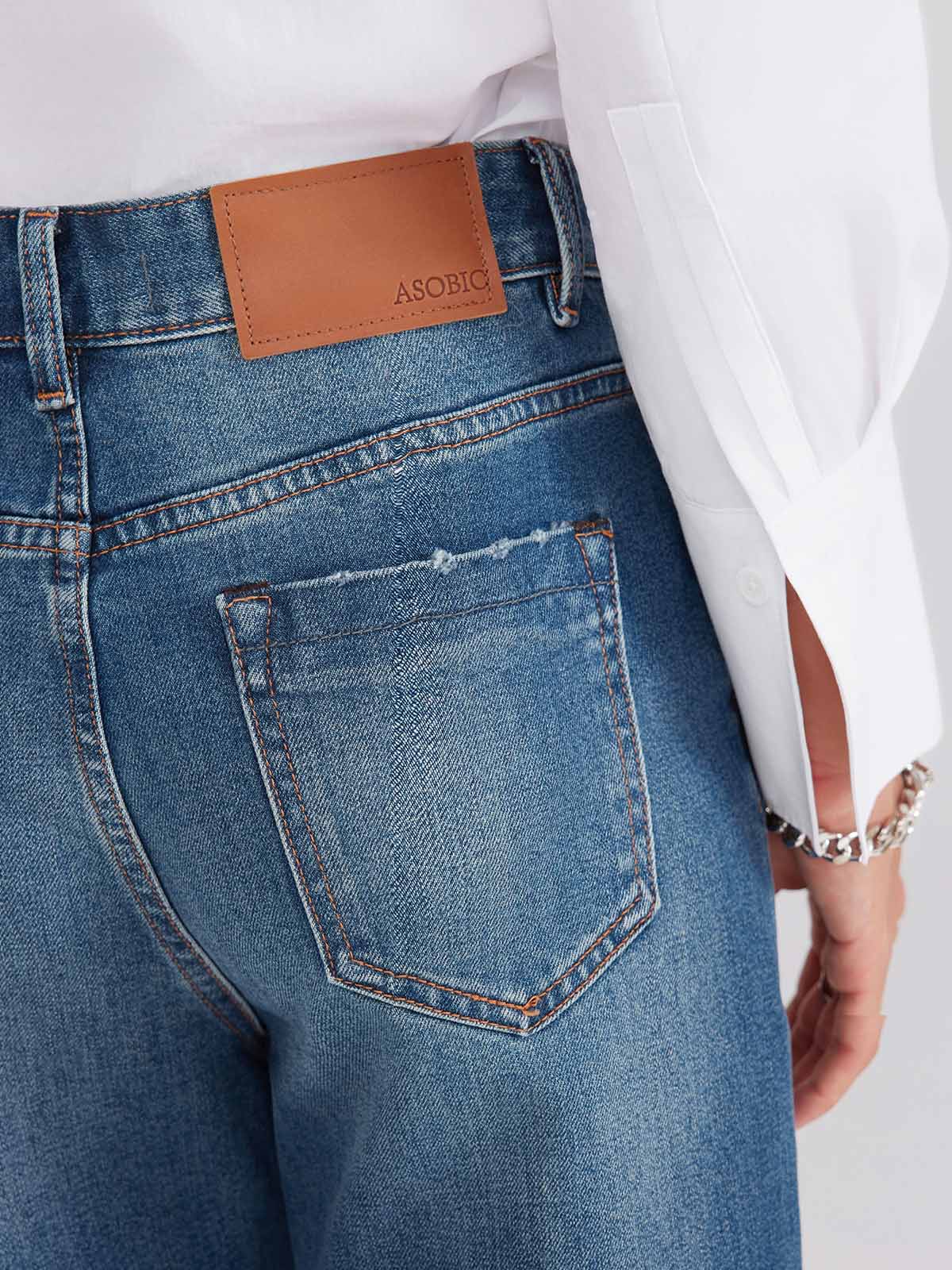 ASOBIO Mid-High Waist Straight-Leg Jeans