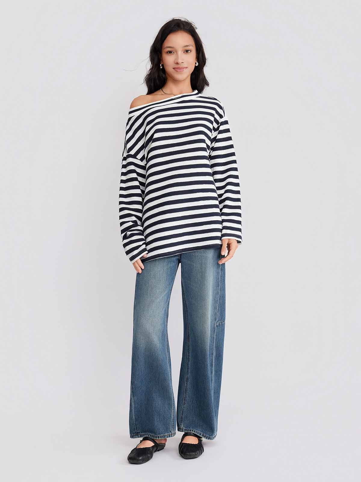 ASOBIO Striped 100% Cotton T-Shirt