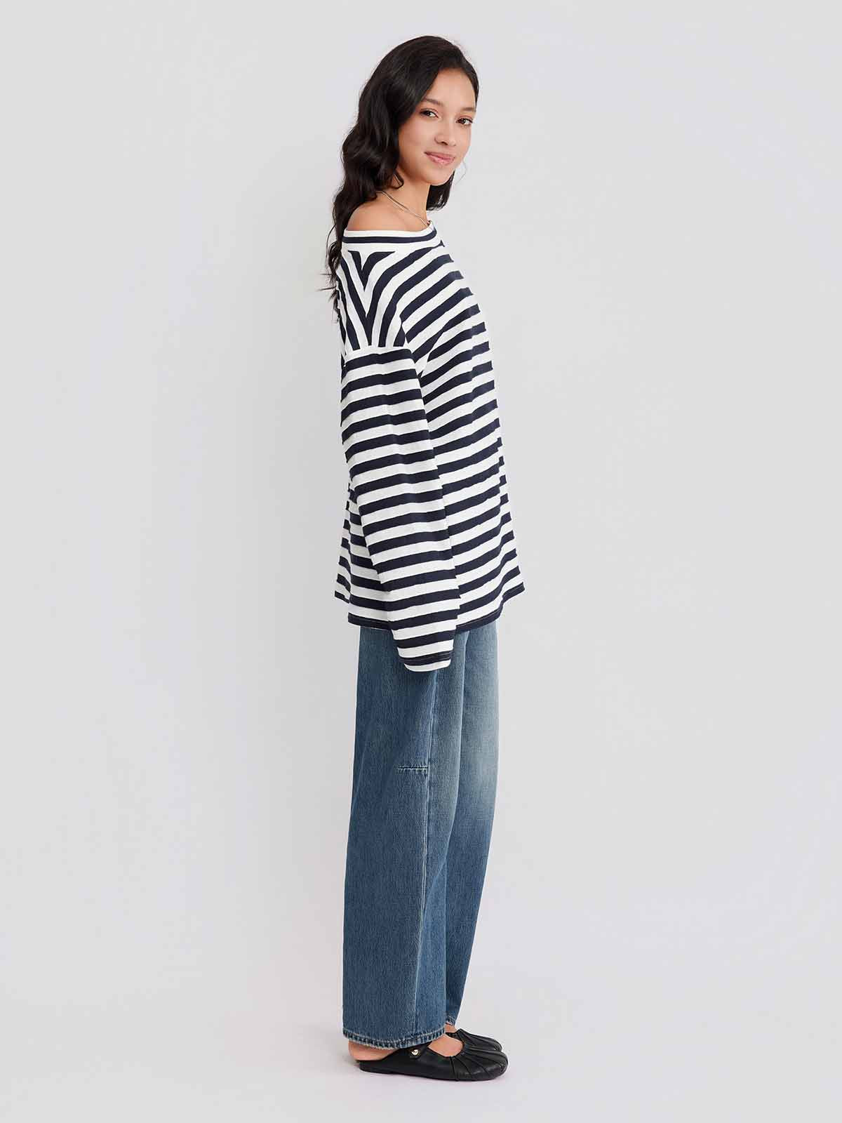 ASOBIO Striped 100% Cotton T-Shirt