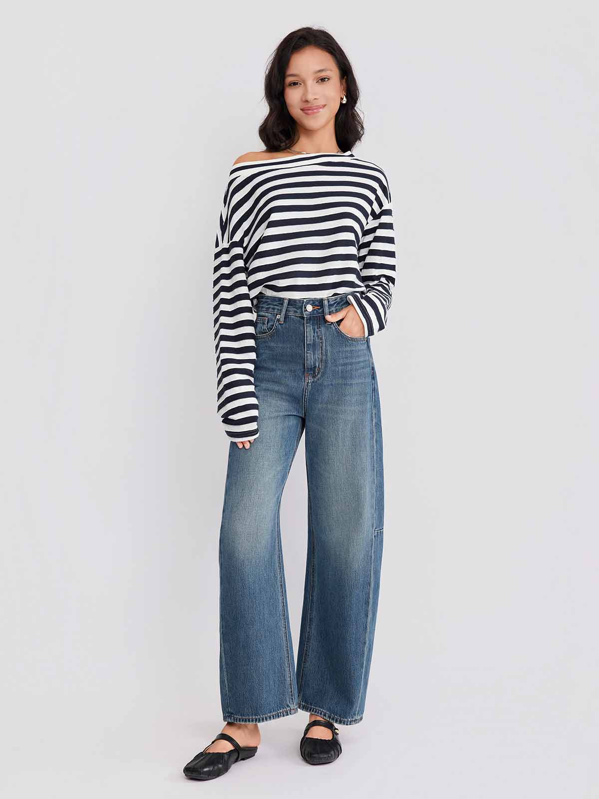 ASOBIO Striped 100% Cotton T-Shirt