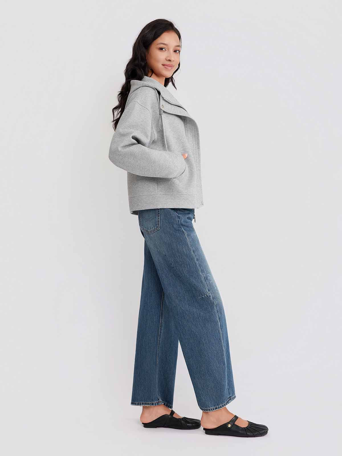 ASOBIO Hooded Drawstring Sweat Jacket