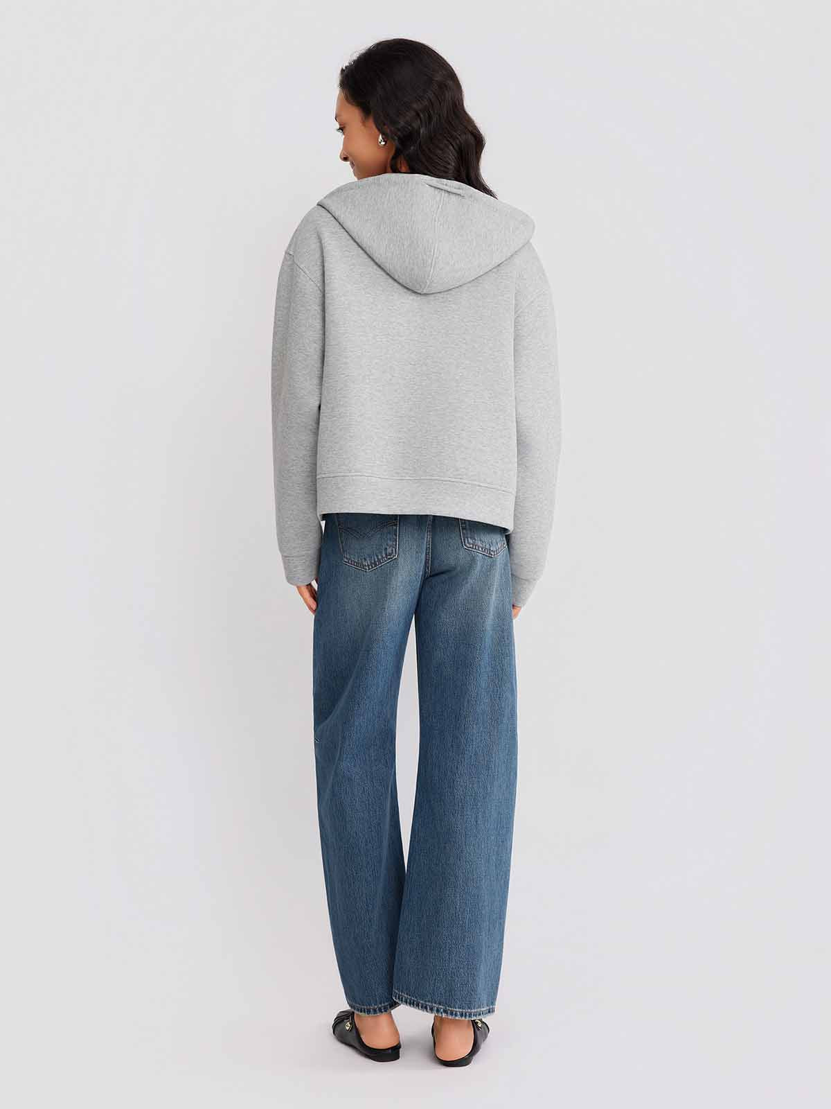 ASOBIO Hooded Drawstring Sweat Jacket