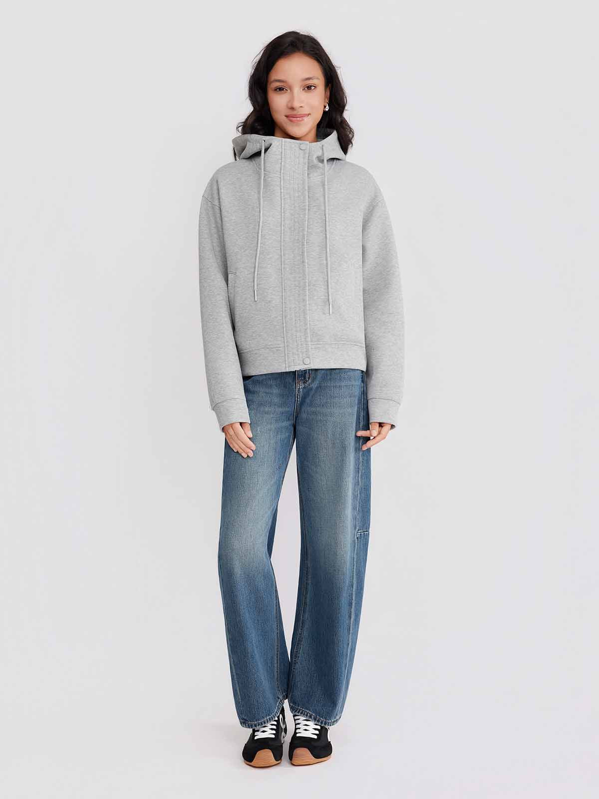 ASOBIO Hooded Drawstring Sweat Jacket