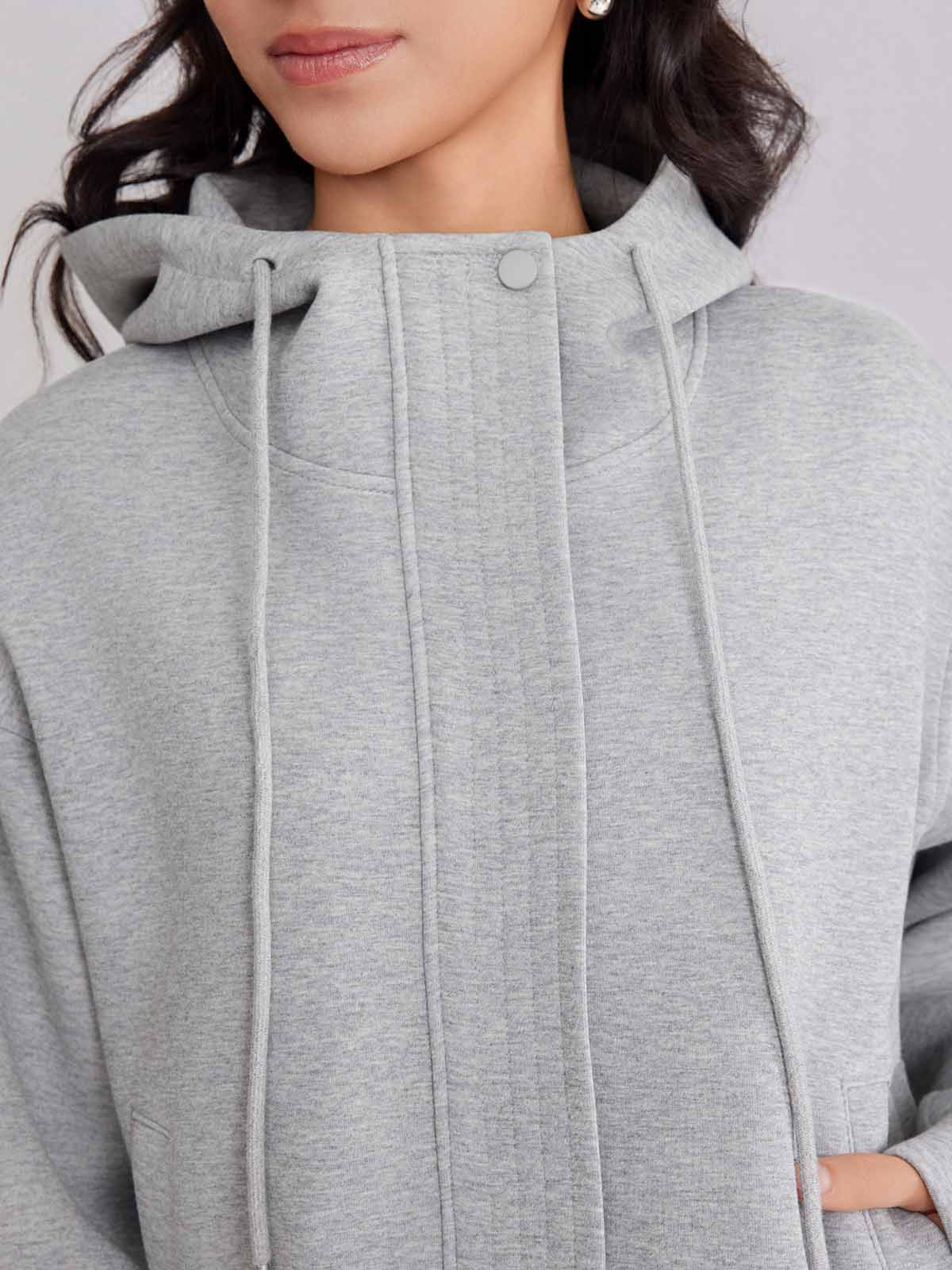 ASOBIO Hooded Drawstring Sweat Jacket