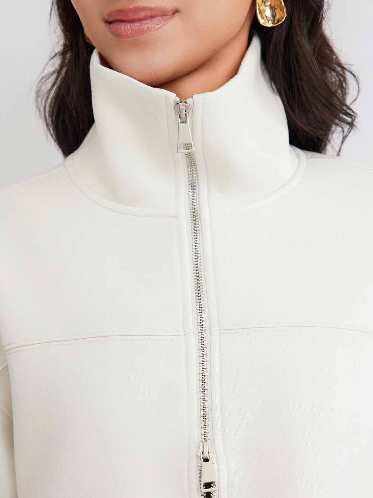 ASOBIO Stand-Collar Two-Way Zip Sweat Jacket