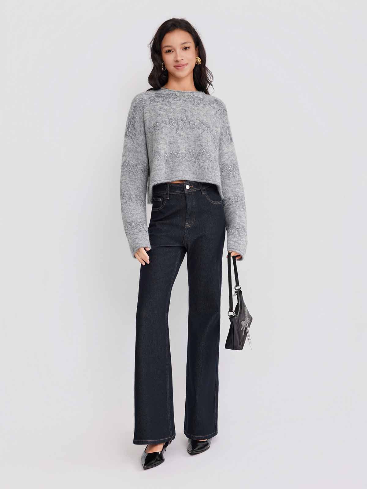 ASOBIO Bow-Pattern Knit Sweater