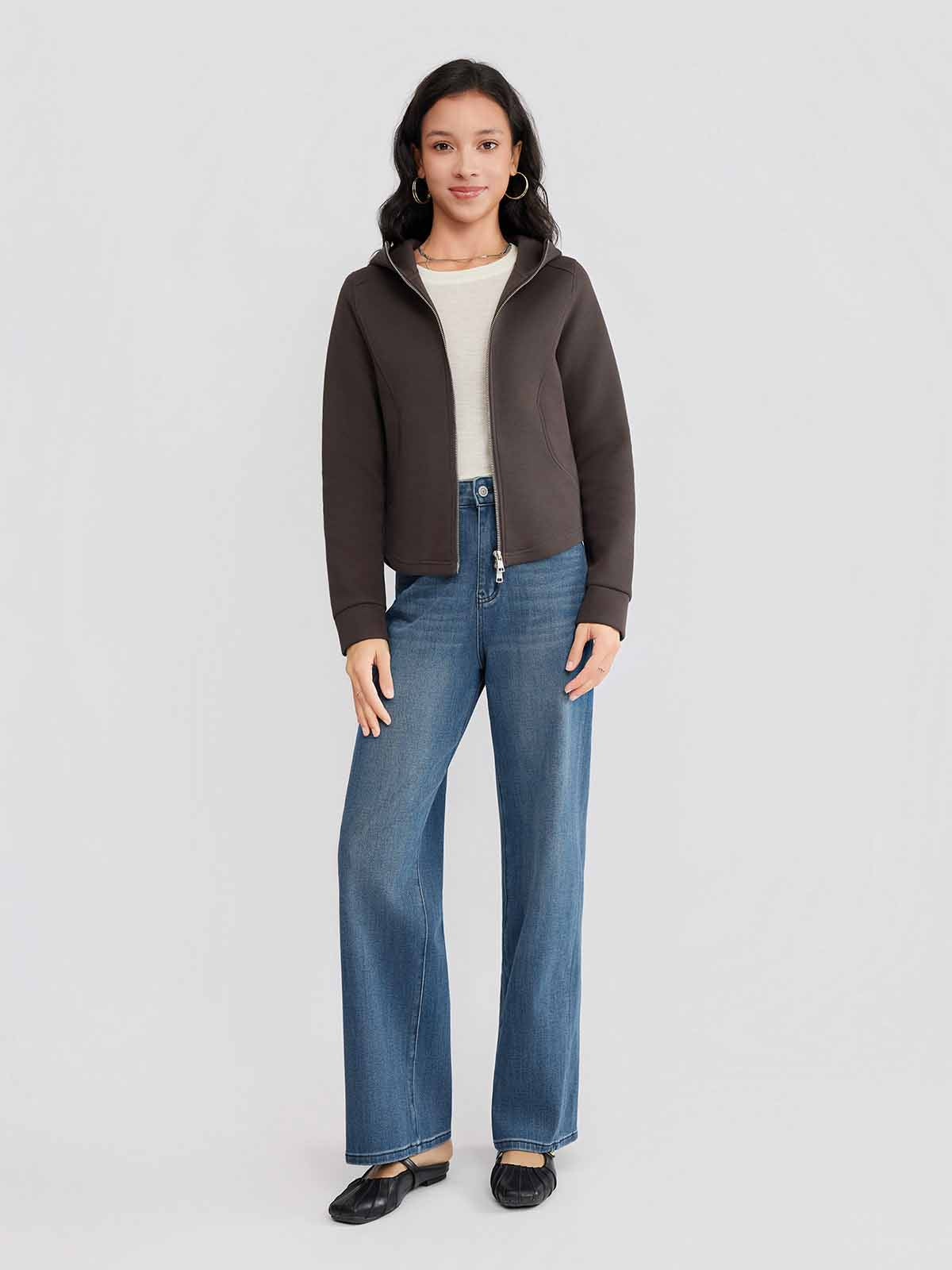 ASOBIO Hooded Panel Sweat Jacket