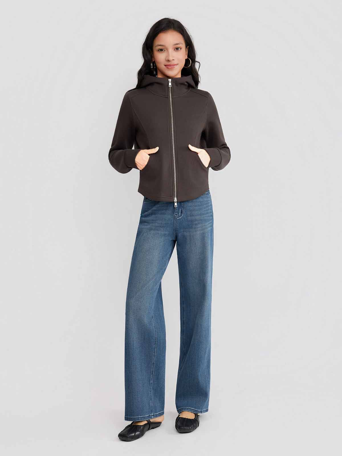 ASOBIO Hooded Panel Sweat Jacket