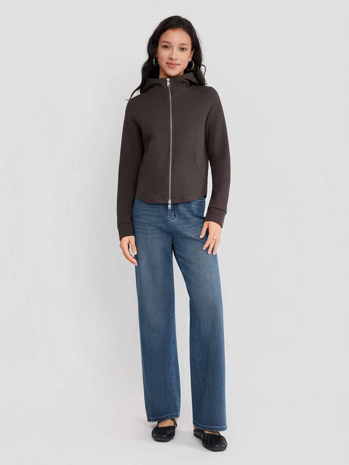 ASOBIO Hooded Panel Sweat Jacket