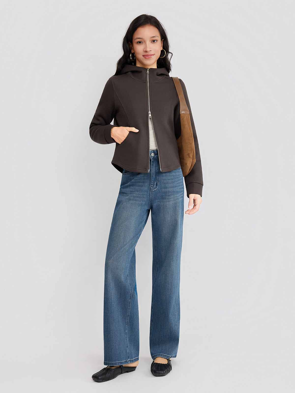 ASOBIO Hooded Panel Sweat Jacket