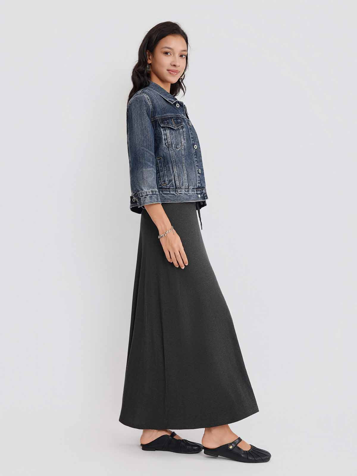 ASOBIO Cropped 100% Cotton Denim Jacket