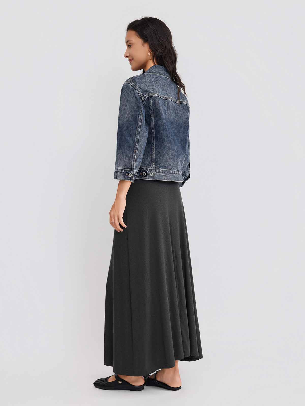 ASOBIO Cropped 100% Cotton Denim Jacket