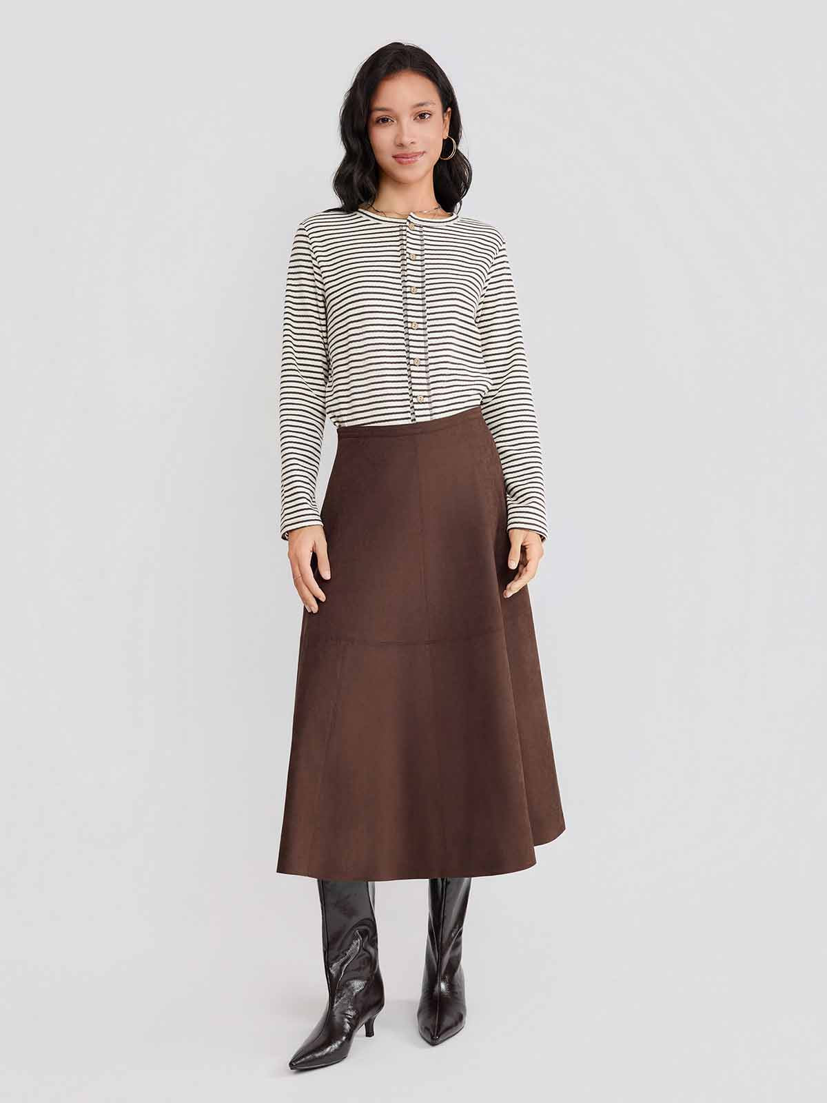 ASOBIO Suede Midi Skirt