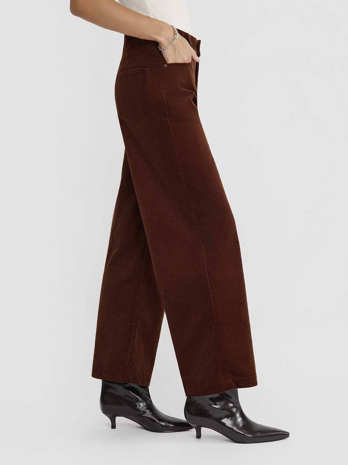 ASOBIO Corduroy Straight-Leg Cropped Pants