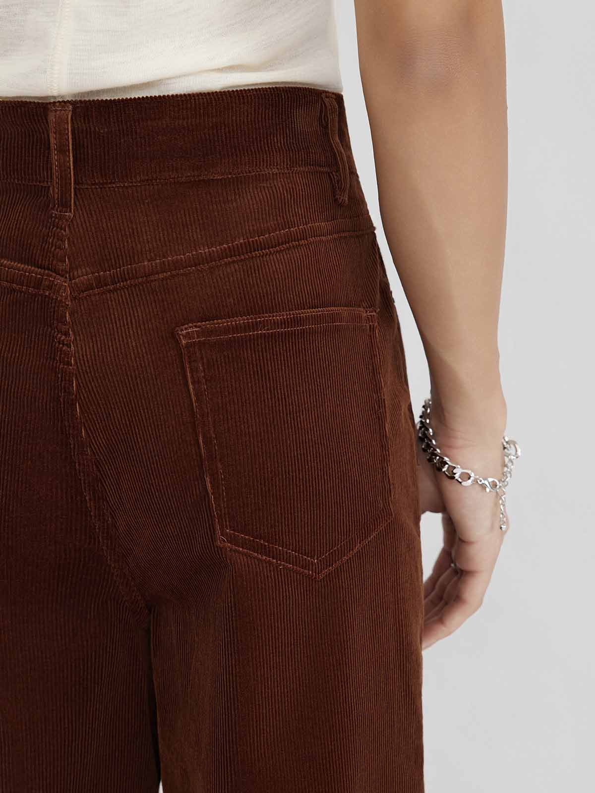 ASOBIO Corduroy Straight-Leg Cropped Pants