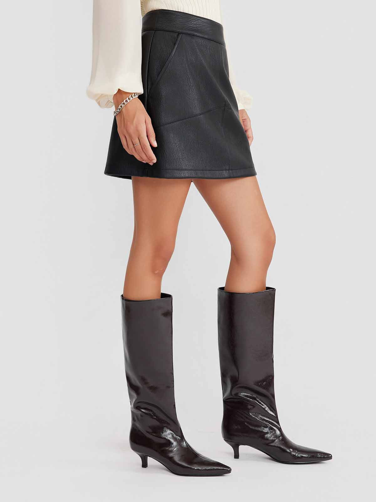 ASOBIO PU Mini Skirt