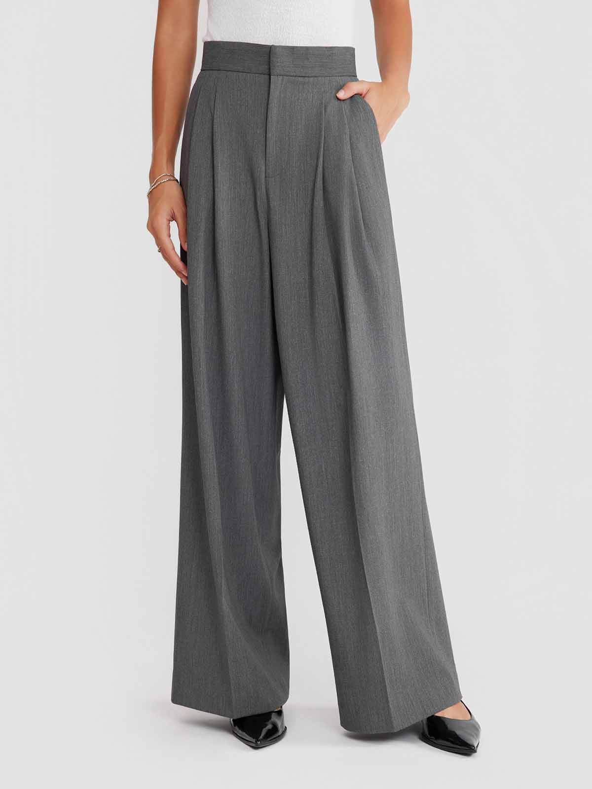 ASOBIO Slim Pleated Full-Length Trousers