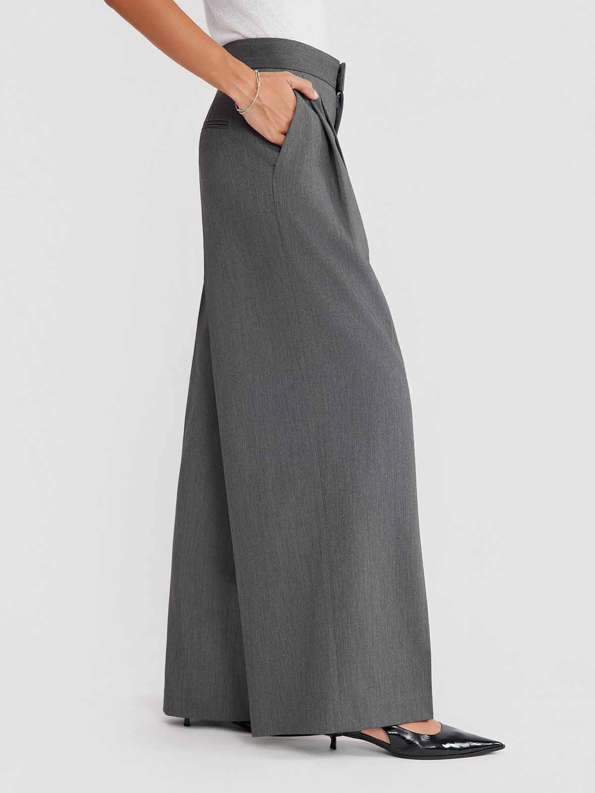 ASOBIO Slim Pleated Full-Length Trousers