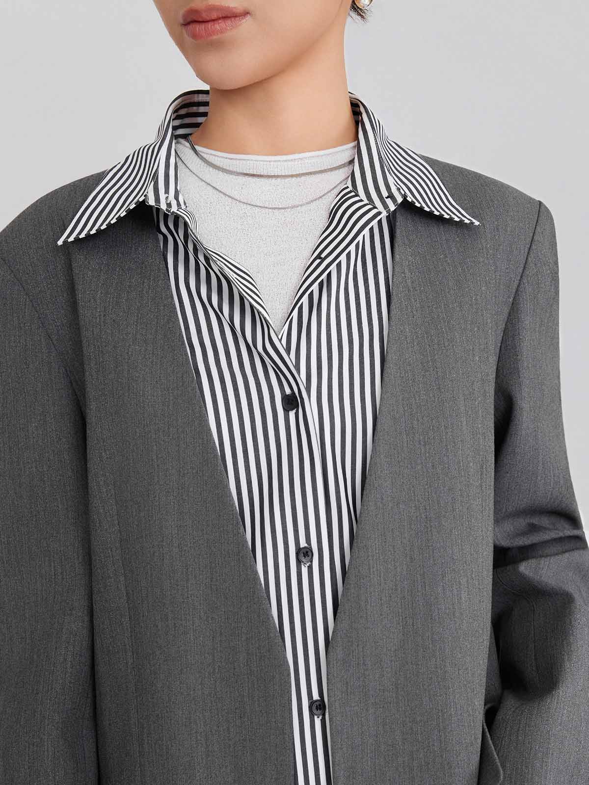 ASOBIO Detachable Collar Relaxed Blazer