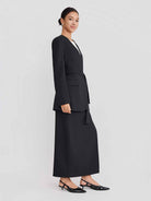 ASOBIO Belted V-Neck Structured Blazer