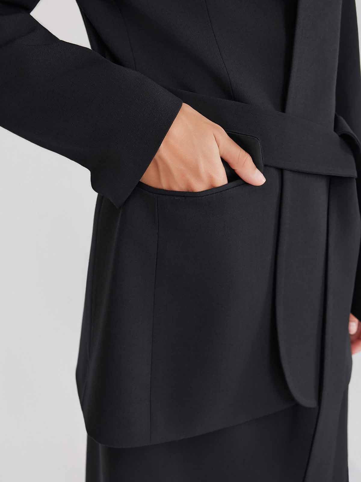 ASOBIO Belted V-Neck Structured Blazer