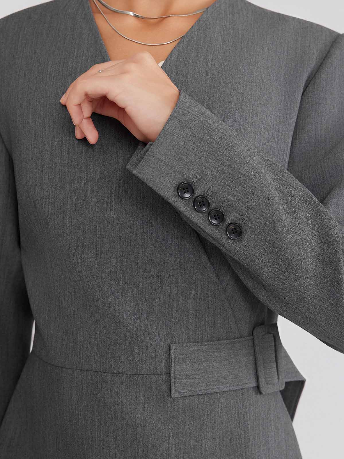 ASOBIO Wrap V-Neck Belted Blazer