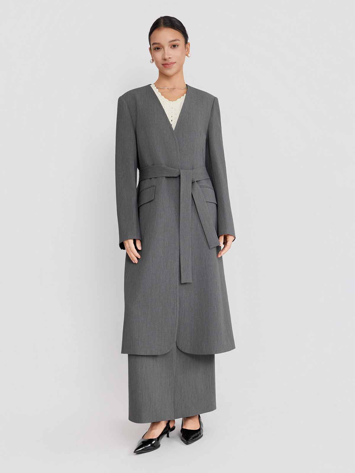 ASOBIO Collarless Open Blazer