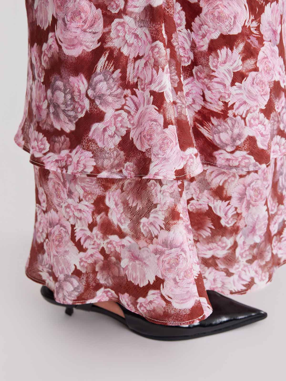 ASOBIO Printed Cami Trumpet Maxi Dress