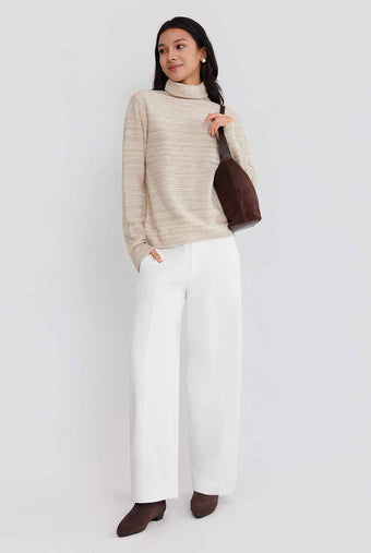 ASOBIO Yak Wool Blend Mélange Pullover Sweater